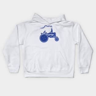 old farming machine in blue white color Kids Hoodie